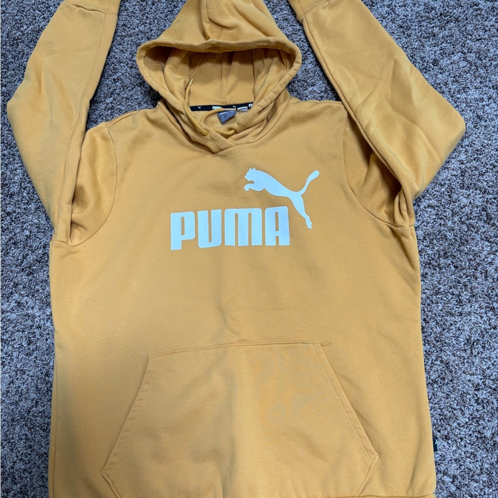 Puma Women's Hoodie in Mustard Yellow with White Logo